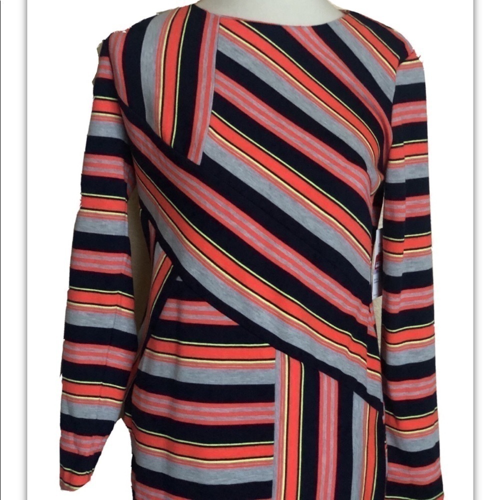 ECI Women Stripe Multicolor Knit Sheath Dress - Picture 6 of 12